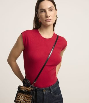 Blusa em Ribana sem Cava Vermelho