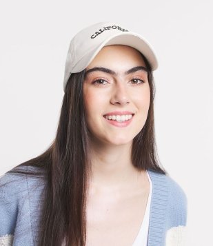 Boné Aba Curva Em Sarja Com Bordado Califórnia Off White