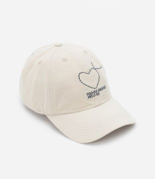 Boné em Sarja com Estampa de Coração Todos Unidos pelo RS Bege