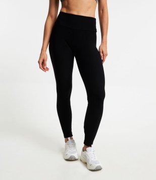 Calça Legging Esportiva Em Poliamida Com Textura Canelada Preto