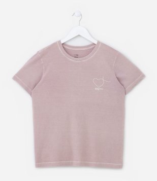 Camiseta Infantil com Estampa Todos Unidos pelo RS - Tam 5 a 14 Anos Rosa