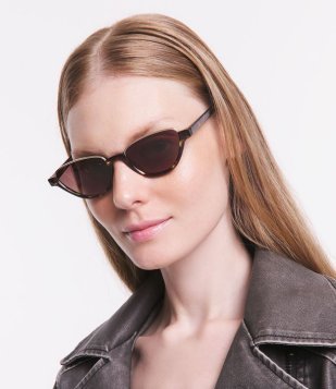 Óculos De Sol Gateado Pequeno Com Detalhe Em Metal Marrom