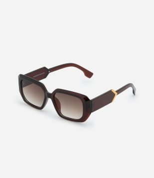 Óculos de Sol Quadrado com Lentes Degrade Marrom