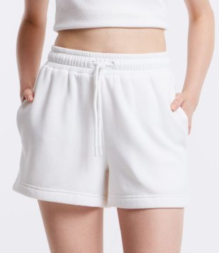 Short Runner em Moletom com Forro Fleece e Cordão no Cós Branco