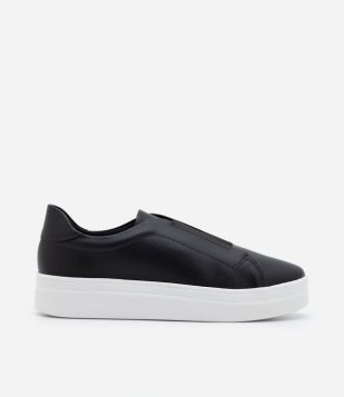 Tênis Slip On Com Caixa Média E Detalhe De Elástico Preto