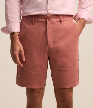 Bermuda Básica em Sarja com Passantes e Bolsos Rosa