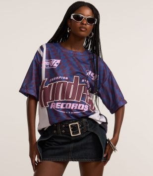 Camiseta Oversized Sportcore com Estampa Hundred Azul