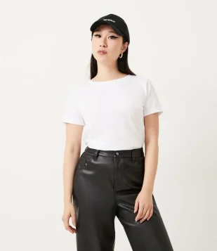 Camiseta em Algodão Peruano com Gola Redonda e Manga Curta Branco