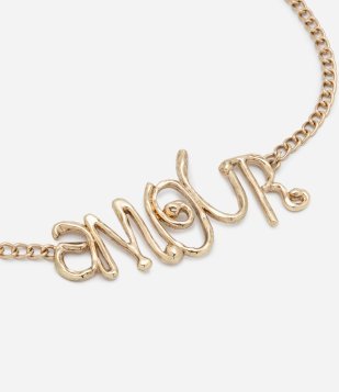 Cinto Corrente em Metal com Lettering Amour Dourado