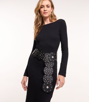 Cinto Largo em Pu com Tachinhas Aplicadas Preto