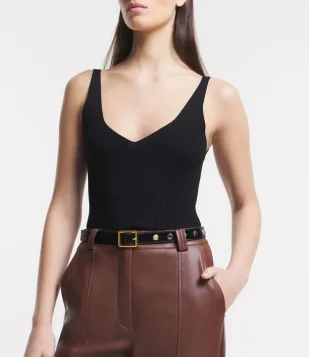 Cinto Médio em PU com Rebites Metálicos Aplicados Preto-AC