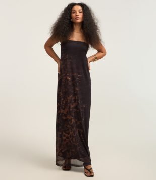 Vestido New Midi em Tule com Decote Tomara Que Caia Preto