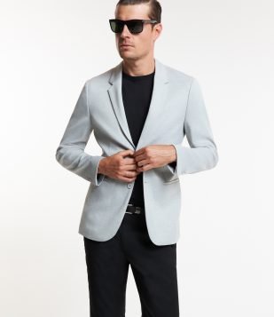Blazer Super Slim Sem Forro Cinza Claro