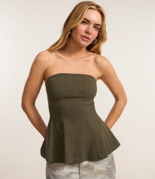Blusa Peplum em Bengaline Tomara que Caia Verde