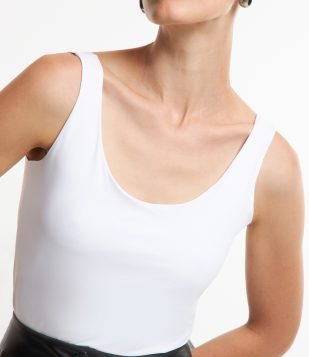 Blusa Regata em Poliamida com Decote U Branco