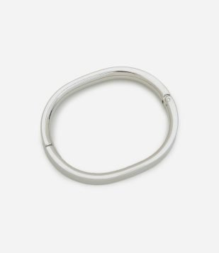 Bracelete Rígido Oval em Metal com Mola Prata