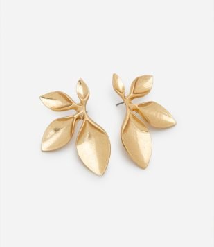 Brinco Botão Meia Flor com Pétalas Gradativas Dourado