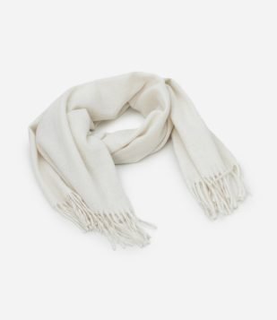 Cachecol Comfy em Flanela com Franjas Off White