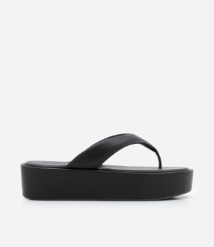 Chinelo Flatform com Tiras Largas Preto