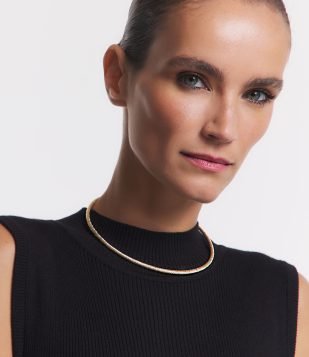 Choker de Metal com Textura Brilhante Dourado