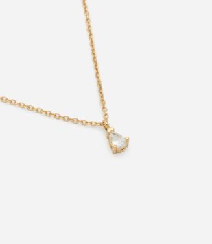 Colar Curto Delicado com Pingente de Zircônia Dourado