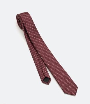Gravata Pontilhada em Textura Maquinetada Vermelho