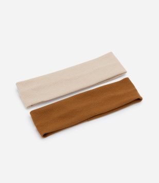 Kit 02 Faixas de Cabelo Largas Texturizadas Marrom/Bege