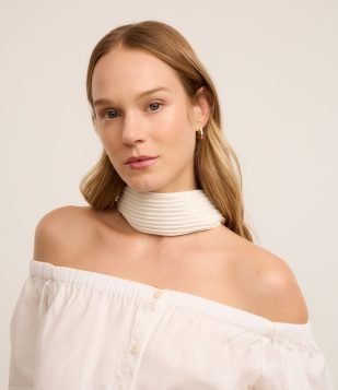 Lenço Acetinado Plissado Branco