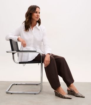 Sapato Slingback em PU com Estampa Animal Print Marrom