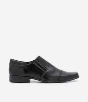 Sapato Slip On Tradicional em PU com Bico Quadrado Preto