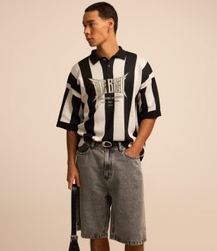 Bermuda Baggy Vintage em Jeans Cinza escuro