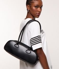 Bolsa Baguete Grande em PU com Zíper Tratorado