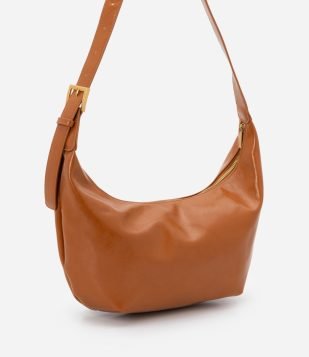 Bolsa Hobo Grande com Alça Regulável Marrom Caramelo