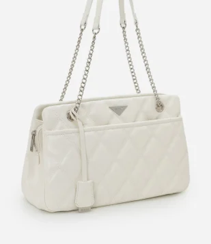 Bolsa Shoulder Média com Alça de Corrente Off White