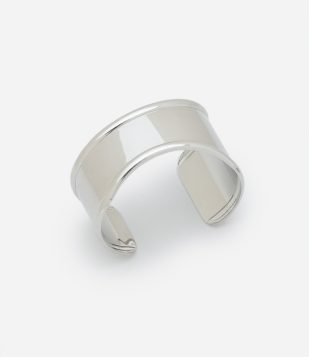 Bracelete Rígido em Metal Largo Prata