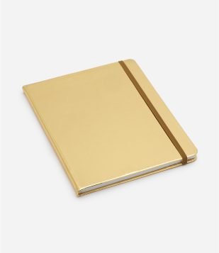 Caderno Metalizado com Tira Elástica Dourado