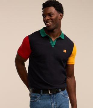 Camiseta Polo e Estampa Kodak Azul Marinho