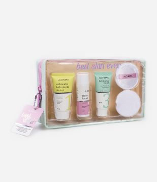 Kit Tratamento Facial com 02 Pads de Algodão + Sabonete Líquido + Tônico + Hidratante com Nécessaire 02 2024 Alchemia KIT