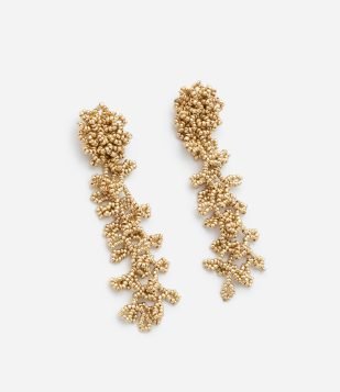 Maxi Brinco Miçangas em Forma de Coral Dourado