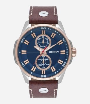 Relógio Orient Analógico com Pulseira em Couro e Caixa em Metal U