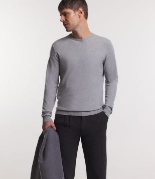 Suéter Básico em Tricô Cinza