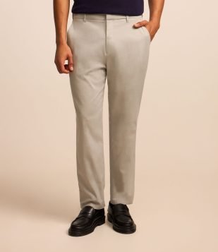 Calça em Alfaiataria Cós com Passante Bege