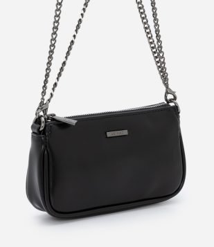 Bolsa Transversal Pequena com Alças de Corrente Preto