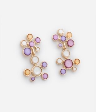 Brinco Médio com Com Bolinhas em Forma de DNA Multicores