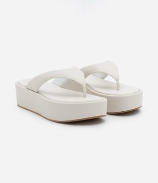Chinelo Flatform com Tiras Largas Off White