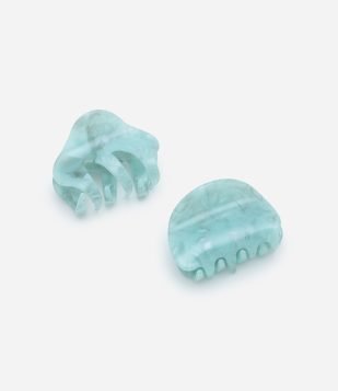 Kit 02 Piranhas de Cabelo Pequenas com Efeito Marmorizado Verde