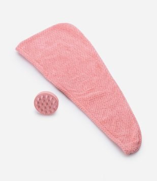 Kit Toalha Turbante + Massageador para Couro Cabeludo Alchemia U