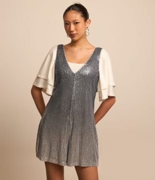 Macaquinho em Paetê Degradê Cinza