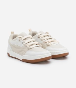Tênis Street Cano Baixo em PU com Recortes Contrastantes Off White