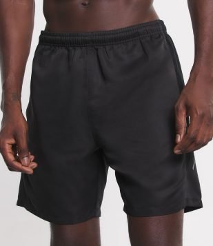 Bermuda Esportiva Básica com Cós Elástico e Telinha Lateral Preto